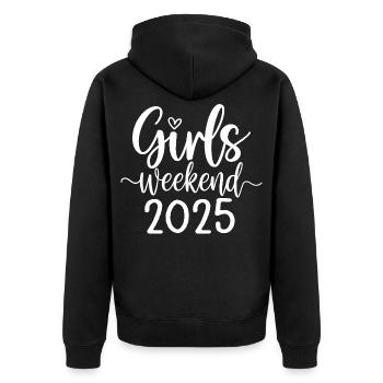 Girls Weekend 2025 Schriftzug - Unisex Premium Bio Zip Hoodie - Schwarz - Hinten - Nico (187cm)
