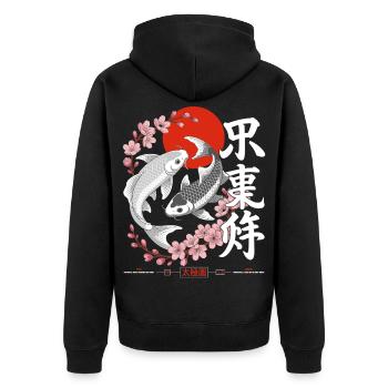 Koi - yin yang japon - Veste à capuche bio Premium Unisexe - noir - Dos - Nico (187cm)