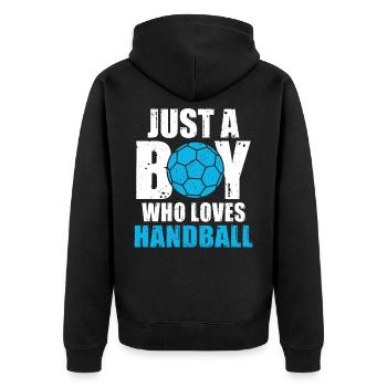 Juste un garçon qui aime le handball - Veste à capuche bio Premium Unisexe - noir - Dos - Nico (187cm)