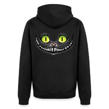 Chat noir sourit dans le noir - Veste à capuche bio Premium Unisexe - noir - Dos - Nico (187cm)