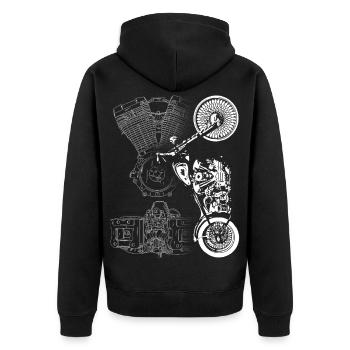Motorcycle, Biker, Motor, V-Twin, Biker - Unisex Premium Organic Zip Hoodie - black - Back - Nico (187cm)