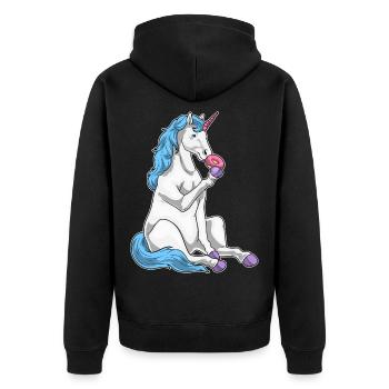 Einhorn Donut - Unisex Premium Bio Zip Hoodie - Schwarz - Hinten - Nico (187cm)