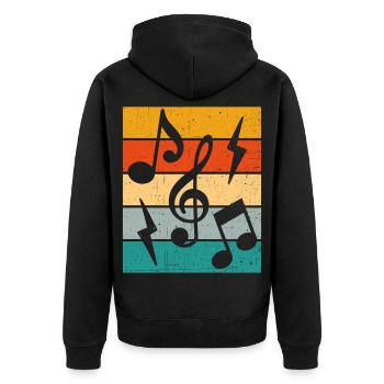 Musiknoten Retro - Unisex Premium Bio Zip Hoodie - Schwarz - Hinten - Nico (187cm)