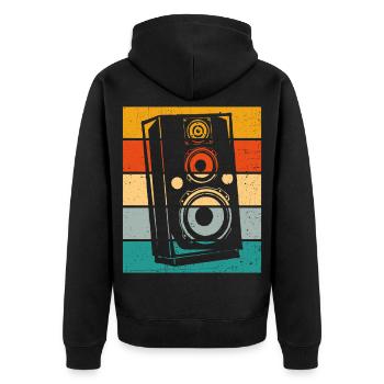 Lautsprecher Retro - Unisex Premium Bio Zip Hoodie - Schwarz - Hinten - Nico (187cm)