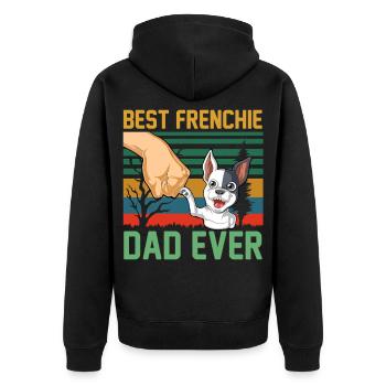 Meilleur papa Frenchie de tous les temps - Funny French Bulldog - Veste à capuche bio Premium Unisexe - noir - Dos - Nico (187cm)
