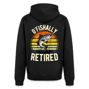O-Fish-Ally Retired for fisherman fishing retired - Unisex Premium Organic Zip Hoodie - black - Back - Nico (187cm)