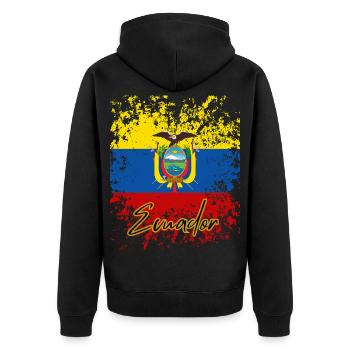Ecuadorianischer Stolz, Flagge von Ecuador - Unisex Premium Bio Zip Hoodie - Schwarz - Hinten - Nico (187cm)