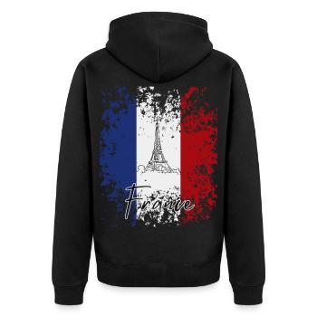 J’aime la France, drapeau de la France - Veste à capuche bio Premium Unisexe - noir - Dos - Nico (187cm)