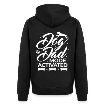 Hundevater Modus aktiviert - Unisex Premium Bio Zip Hoodie - Schwarz - Hinten - Nico (187cm)