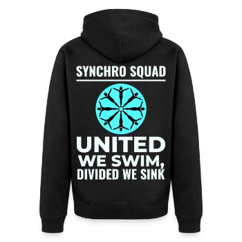 United We Swim Divided We Sink Synchro Squad  - Unisex Premium Organic Zip Hoodie - black - Back - Nico (187cm)