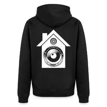 House - Unisex Premium Bio Zip Hoodie - Schwarz - Hinten - Nico (187cm)