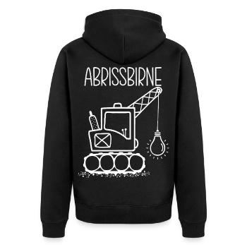 Abrissbirne Bagger Wortwitz Wortspiel - Unisex Premium Bio Zip Hoodie - Schwarz - Hinten - Nico (187cm)