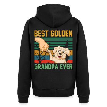 Bester Golden Retriever Opa aller Zeiten - Unisex Premium Bio Zip Hoodie - Schwarz - Hinten - Nico (187cm)
