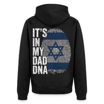 Israel Flagge Impressum Israelischer Vater - Unisex Premium Bio Zip Hoodie - Schwarz - Hinten - Nico (187cm)