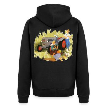 König der Traktoren - Unisex Premium Bio Zip Hoodie - Schwarz - Hinten - Nico (187cm)