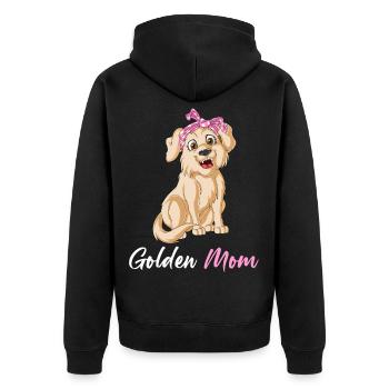 Playful Golden Retriever Mom Graphic Design - Unisex Premium Organic Zip Hoodie - black - Back - Nico (187cm)