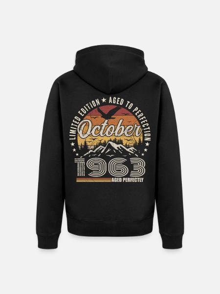 October 1963 Birthday Gift - October 1963 - Unisex Premium Organic Zip Hoodie - black
