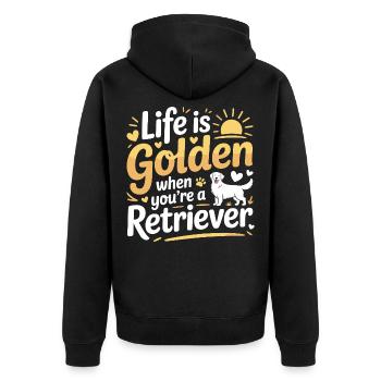 Life Is Golden Retriever Citation Design - Veste à capuche bio Premium Unisexe - noir - Dos - Nico (187cm)