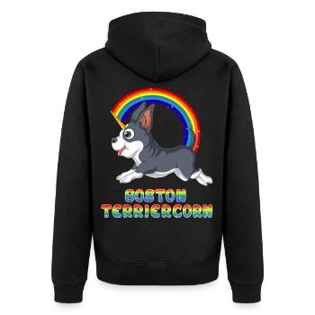 Conception ludique de licorne Boston Terrier - Veste à capuche bio Premium Unisexe - noir - Dos - Nico (187cm)