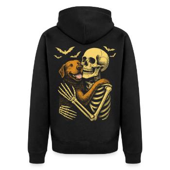 Skelett-Kuschel-Labrador-Retriever - Unisex Premium Bio Zip Hoodie - Schwarz - Hinten - Nico (187cm)