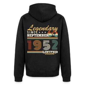 September 1952 Vintage Birthday Gift - Unisex Premium Organic Zip Hoodie - black - Back - Nico (187cm)