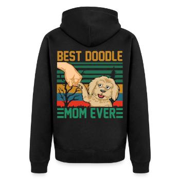 Bestes Golden Doodle Mama aller Zeiten Vintage Retro Geschenk - Unisex Premium Bio Zip Hoodie - Schwarz - Hinten - Nico (187cm)