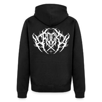 Black Metal Rock Typography Design - Veste à capuche bio Premium Unisexe - noir - Dos - Nico (187cm)