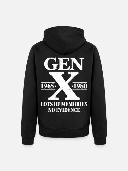 gen x lots of memories no evidence - Premium økologisk unisex-hættejakke - sort