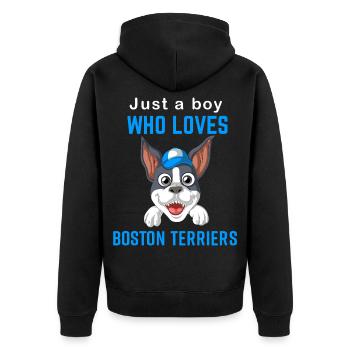 Boston Terrier Garçon Love T-Shirt Graphique - Veste à capuche bio Premium Unisexe - noir - Dos - Nico (187cm)