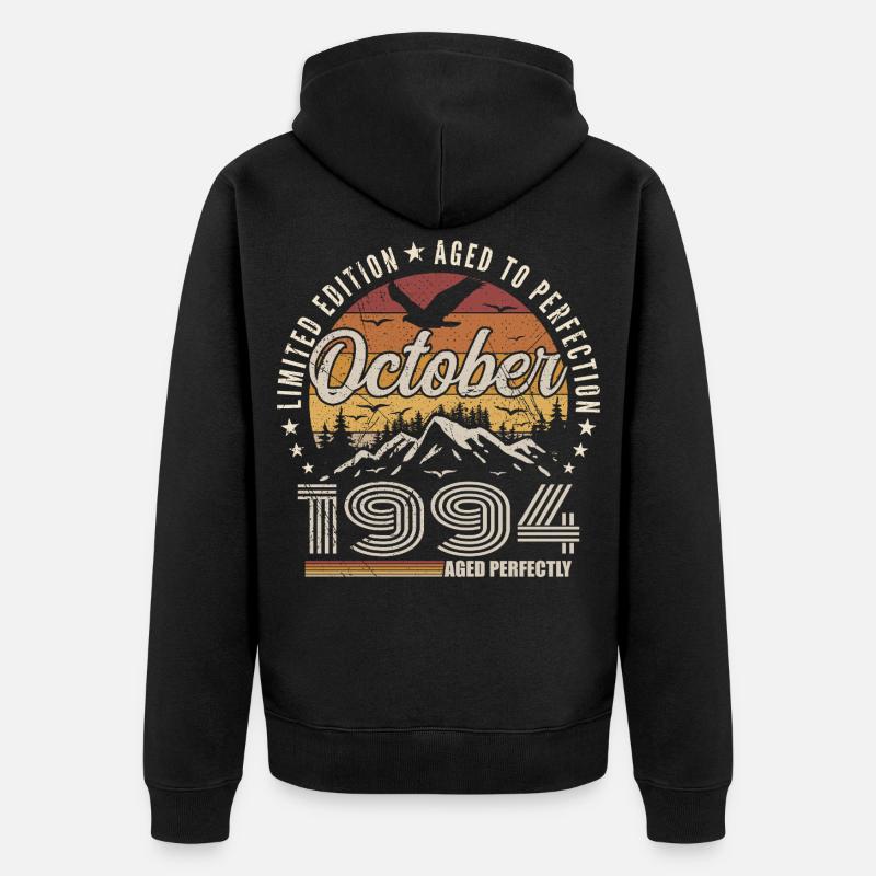 Octobre 1994 Cadeau Anniversaire - Octobre 1994 - Veste à capuche bio Premium Unisexe - noir