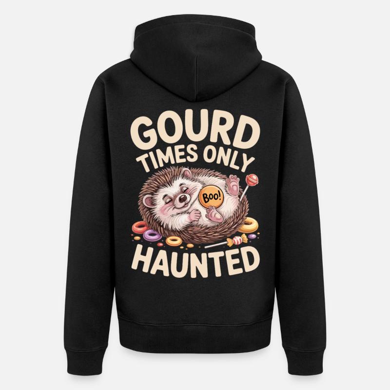 Hérisson mignon avec motif d'Halloween - Veste à capuche bio Premium Unisexe - noir