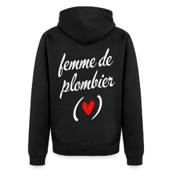 Klempnerfrau - Unisex Premium Bio Zip Hoodie - Schwarz - Hinten - Nico (187cm)