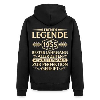 70e anniversaire - Légende vivante depuis 1955 - Veste à capuche bio Premium Unisexe - noir - Dos - Nico (187cm)