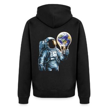 Astronaute spatial avec lampe globe - Veste à capuche bio Premium Unisexe - noir - Dos - Nico (187cm)
