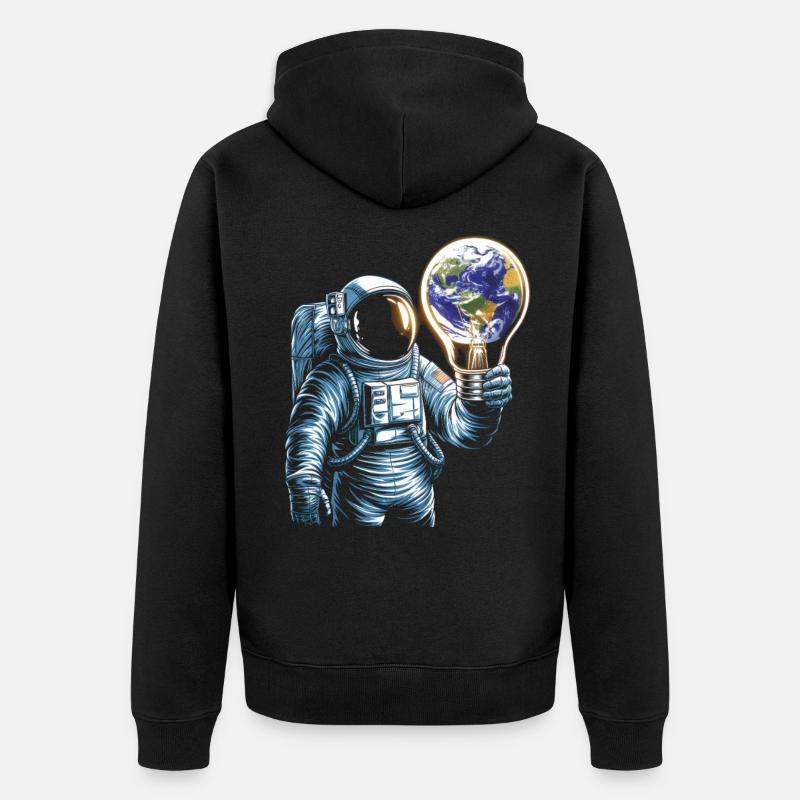 Astronaute spatial avec lampe globe - Veste à capuche bio Premium Unisexe - noir