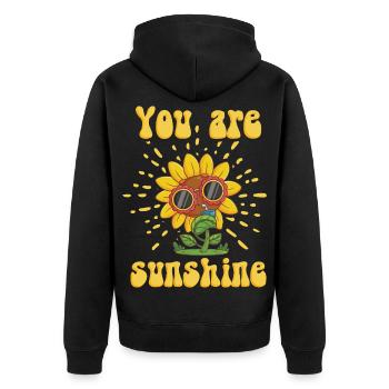 Radiant sunflower with sunglasses - Unisex Premium Organic Zip Hoodie - black - Back - Nico (187cm)