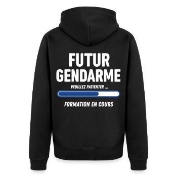Futur gendarme - Veste à capuche bio Premium Unisexe - noir - Dos - Nico (187cm)