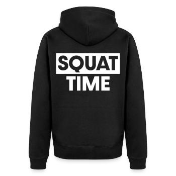 Squat Time - Unisex Premium Organic Zip Hoodie - black - Back - Nico (187cm)
