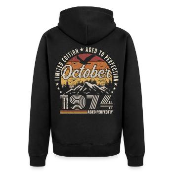 October 1974 Birthday Gift - October 1974 - Unisex Premium Organic Zip Hoodie - black - Back - Nico (187cm)