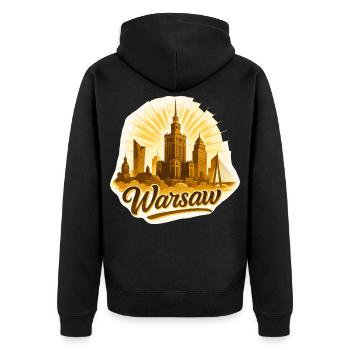 Warschau Gold Warszawa Hauptstadt Polen Geschenk - Unisex Premium Bio Zip Hoodie - Schwarz - Hinten - Nico (187cm)