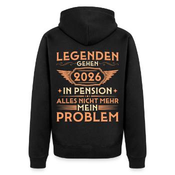 Pensionär 2026 - Legende in Pension - Unisex Premium Bio Zip Hoodie - Schwarz - Hinten - Nico (187cm)