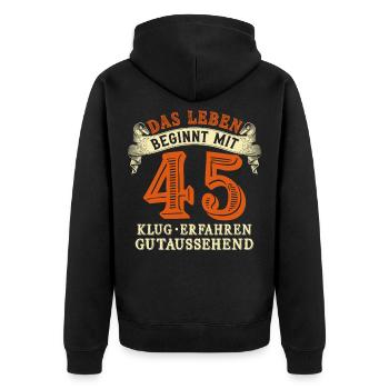 La vie commence à 45 ans pour votre 45e anniversaire - Veste à capuche bio Premium Unisexe - noir - Dos - Nico (187cm)