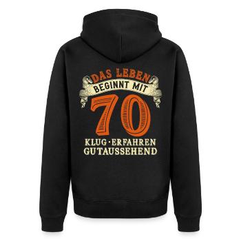 Life begins at 70 for your 70th birthday - Unisex Premium Organic Zip Hoodie - black - Back - Nico (187cm)