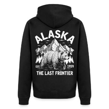 Alaska Mountain Bear Illustration - Unisex Premium Organic Zip Hoodie - black - Back - Nico (187cm)