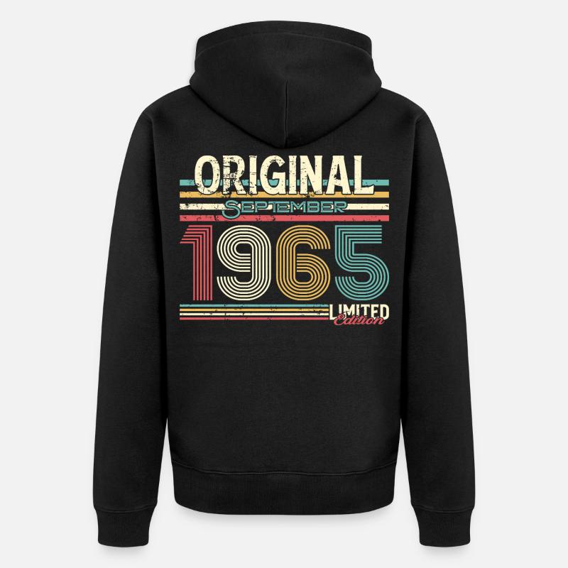 Design rétro de septembre 1965 - Veste à capuche bio Premium Unisexe - noir