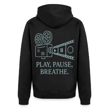 Creative film motif with slogan - Unisex Premium Organic Zip Hoodie - black - Back - Nico (187cm)
