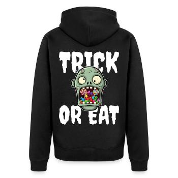 TRICK OR EAT - ZOMBIE HALLOWEEN - Veste à capuche bio Premium Unisexe - noir - Dos - Nico (187cm)
