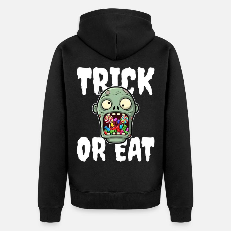 SÜSSES ODER ESSEN - ZOMBIE HALLOWEEN - Unisex Premium Bio Zip Hoodie - Schwarz