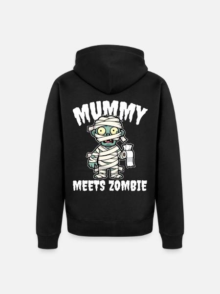 MUMMY MEETS ZOMBIE - ZOMBIE HALLOWEEN - Unisex Premium Organic Zip Hoodie - black