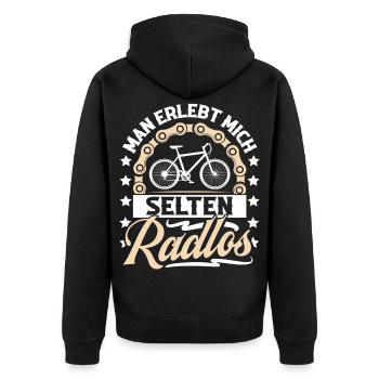 Radfahrer Mountainbike Fahrrad - Unisex Premium Bio Zip Hoodie - Schwarz - Hinten - Nico (187cm)